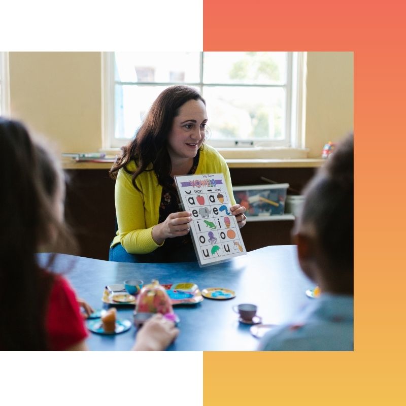 a therapist teaching at school