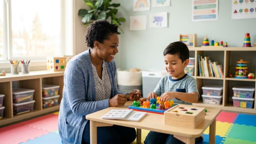 parent working with child